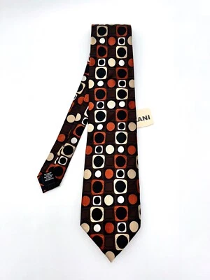 Elegante corbata de seda Cezani, colores otoño y círculos Foto 1 de 4