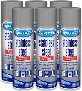 Sprayway Stainless Steel Cleaner Aerosol Spray (Oil-Based), 15oz, Pack of 6 - Picture 1 of 5
