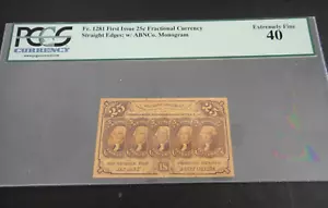 Fr. 1281 Erste Ausgabe 25c Bruchportowährung mit Monogramm (Scott PC7) - Bild 1 von 3