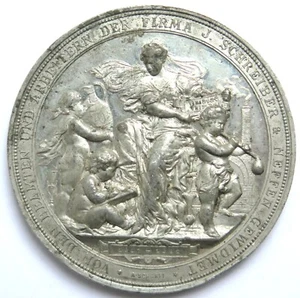 Zinnmedaille 1883, 25. Jubiläum Glaswaren Firma Schreiber, von A. Scharff - Bild 1 von 2