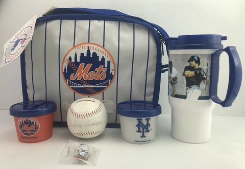 New York Mets MLB Baseball Memorabilia Lot W/ Willie Randolph Signed Base Ball Cover