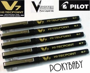 6x Black Blue Red Pilot BX V7 Hi-Tecpoint Extra Fine 0.7mm Ink Rollerball Pens - Picture 1 of 8