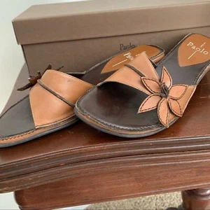 Paolo Meddy Leather Brown Mule Sandals Womens Size 7 - Picture 1 of 10