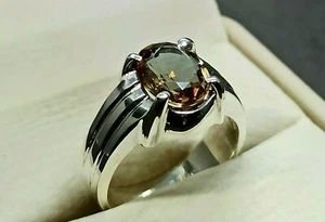 Oval Cut 3 Ct Color Changing Alexandrite Sterling Silver 925 Handmade Mens Ring - Picture 1 of 12