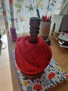 Wooden Red Yarn Spool Wood NEW - Picture 1 of 3