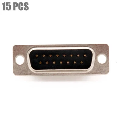 15x D-Sub DB15 15 Pin Male Plug Connector Solder Type Cup Socket Wire Assembly - Image 1 of 4