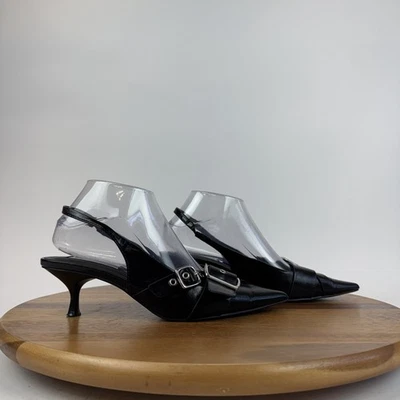 Womens Steve Madden Lezley Slingback Black Faux Leather Kitten Heels Pumps 7 M - Image 1 of 4