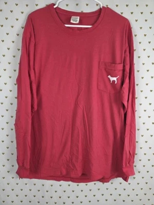 Victorias Secret PINK Logo Campus Vintage Style Pocket Tee Shirt LARGE - Image 1 of 4