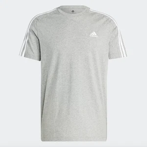 C180 ADIDAS Essentials Men’s Single Jersey 3-Stripes T-Shirt Gray/White Medium - Picture 1 of 1