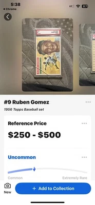 1956 Ruben Gomez, Mint9 Tops Baseball Card - Image 1 of 3