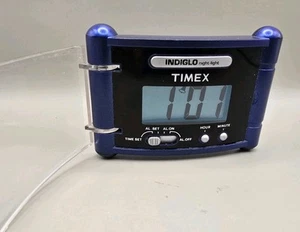 Rare Vintage Timex Travel Alarm Clock Indiglo Night Light Blue - Picture 1 of 8