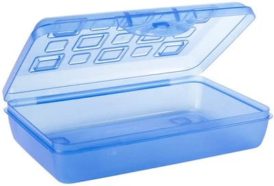 Multicolor Translucent Storage Box with Hinged Lid for Organizing School Supp... - Image 1 of 4