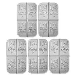 Lot of 5 - 1 Troy oz Divisible .999 Fine Silver Bar Sealed (1/4 oz x 4) - Picture 1 of 3