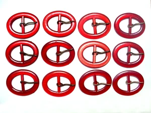 12 VINTAGE SCHNALLEN DUNKELROT MOONGLOW LUCITE OVALE FORM NOS 1-3/4" X 2-1/4" - Bild 1 von 4