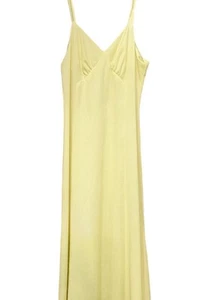 Vintage 90's y2k Yellow Silky Maxi Dress Gown Spaghetti String Straps / Small - Picture 1 of 2
