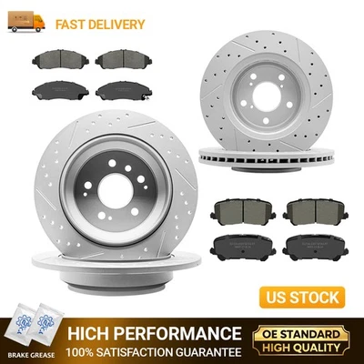 Rotores delanteros traseros perforados pastillas de freno de cerámica para Honda Ridgeline Pilot 2017-2024 Foto 1 de 4