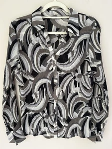 M&S Collection Womens Blouse 16 Grey Mix Crinkled Top Summer Holiday - Picture 1 of 8