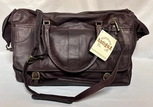 NOS AntiguA W.K Leathers 716 Brown Leather Duffle Bag 21.5" Luggage Columbia - Picture 1 of 14