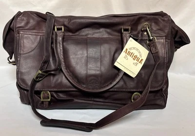 NOS AntiguA W.K Leathers 716 Brown Leather Duffle Bag 21.5" Luggage Columbia - Image 1 of 4
