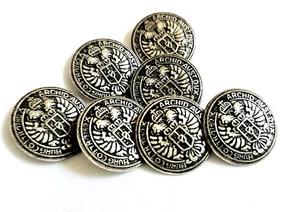 VTG Set 7 Archid Aust Dux Burg Co Tyr 1780 Buttons Silver Tone Faux Coin Style - Picture 1 of 6