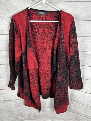 Cárdigan suéter Kasper túnica negro rojo frente abierto hasta la carrera para mujer talla XL Foto 1 de 4