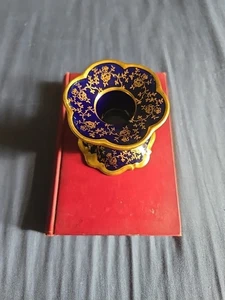Vintage Echt Kobalt Porzellan Kerzenständer / mit Goldschrift - Bild 1 von 5