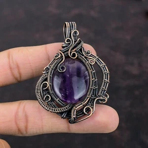 Star Amethyst Wire Wrapped Pendant Handcrafted Copper Unique 2.64" - Picture 1 of 6