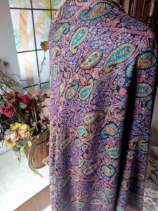 BERÜHMTER DESIGNER SCHWARZ FEINSTER KANI JAMAVAR Seide Pashmina gewebter Schal Zari Arbeit - Bild 1 von 5