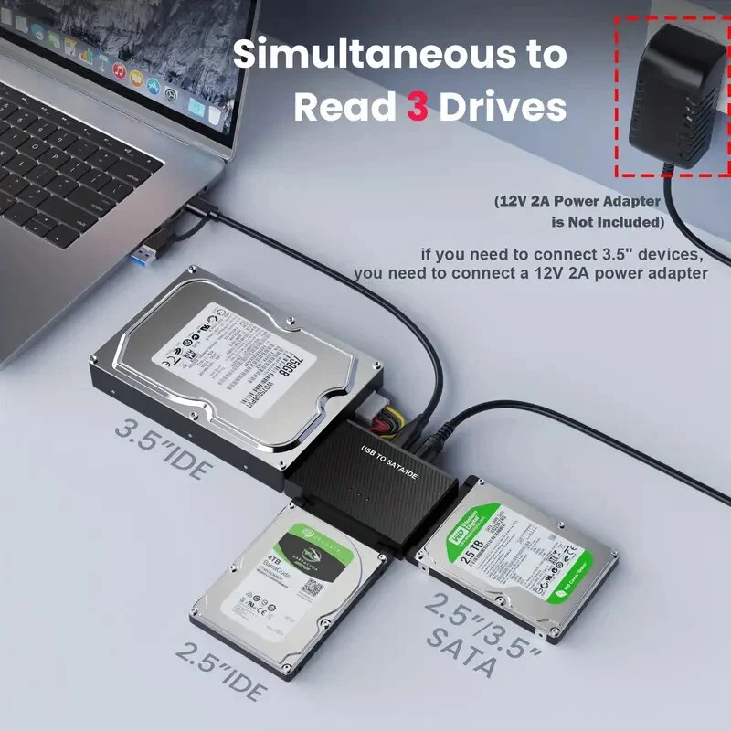 USB 3.0 to SATA IDE Hard Disk Adapter Converter Cable for 3.5 2.5 " HDD/SSD UK - Image 1 of 4