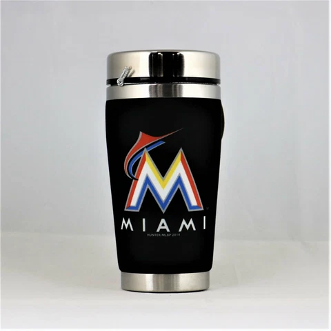 Miami Marlins MLB 16oz Travel Tumbler Coffee Mug Cup Cover