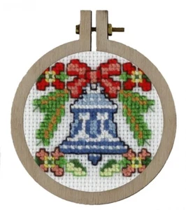 Counted Cross Stitch Mini Jingle Bell Hooped Kit By Pako - Picture 1 of 1