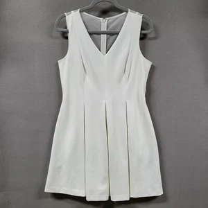 Calvin Klein Kleid Damen Petite 12P weiß Plissee Fit and Flare transparenter Rücken Mini - Bild 1 von 10