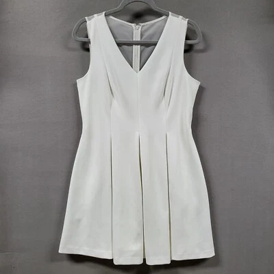 Calvin Klein Dress Women Petite 12P White Pleated Fit and Flare Sheer Back Mini - Image 1 of 4