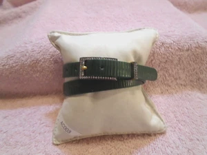 Green Leather Bracelet with Cubic Zirconia Closure. - Picture 1 of 4