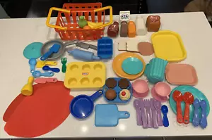 Genuine Fisher Price & Little Tikes Huge 57 Piece Mixed Lot Play Food & Utensils - Picture 1 of 5