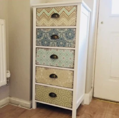 Shabby Chic Tallboy White Vintage Furniture Tall Chest Drawers Side Cabinet Unit - Image 1 of 4