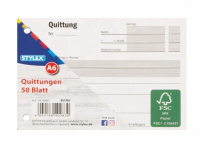 10 Quittungsblöcke mit je 50 Blatt Quittungen Quittung DIN A6 Quittungsblock - Bild 1 von 2