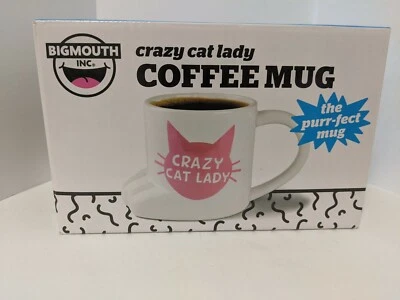 Taza de café Crazy Cat Lady Bigmouth Inc. 16 oz cerámica blanca rosa nueva en caja 3D Foto 1 de 4