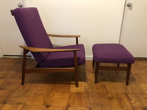 Arne Vodder Danish Teak FD164 Mid Century Modern Lounge Chair & Ottoman Cover