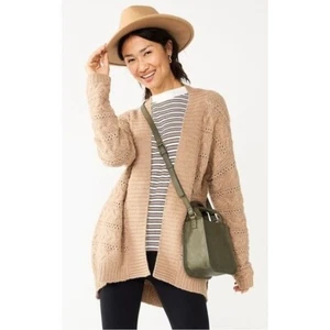 Cárdigan de felpa Sonoma frente abierto beige talla XL nuevo con etiquetas - Imagen 1 de 2
