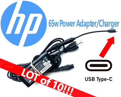 LOTE de 10 adaptadores de CA HP 65W USB tipo C para ELITEBOOK X360 1030 1040 G6 G7 G8 Foto 1 de 3