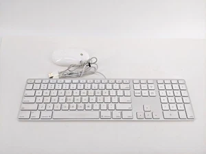 Apple Aluminium Wired USB Keyboard with Numeric Keypad A1243 w/ A1152 Mouse - Picture 1 of 11