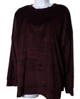 Joyspun Pajama Sleep Top Velour Burgundy Black Floral Soft Xl 16 18 Long Sleeve