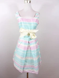 Red Herring DEBENHAMS Dress sz 12 Stripe Skater Party Evening Occasion Boho BB40 - Picture 1 of 12