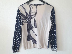 OUI leichte Strickjacke DOTS + MOTIV DRUCK Blau + Ecru Baumwolle Gr 38 Cardigan - Bild 1 von 13