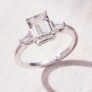 2.00 Carat G Color VS2 Clarity Emerald Cut Lab Grown Diamond Engagement Ring - Picture 1 of 9