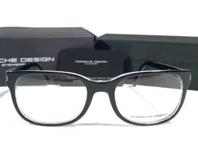 Porsche Design Eyeglasses Frames P8250 A Black Clear Square Horn Rim 55-19-140 - Image 1 of 4
