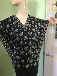 Michael Kors Top Blouse Size Petite Small Silver & Flowers Print Designer - Picture 1 of 10