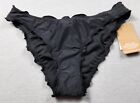 Scalloped Standard Merrow Hipster Swimsuit Bottom Juniors Size Large Black