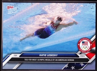 Katie Ledecky Corbata Jenny Thompson Equipo Olímpico Oro 2024 Topps Ahora #9 Base Foto 1 de 2